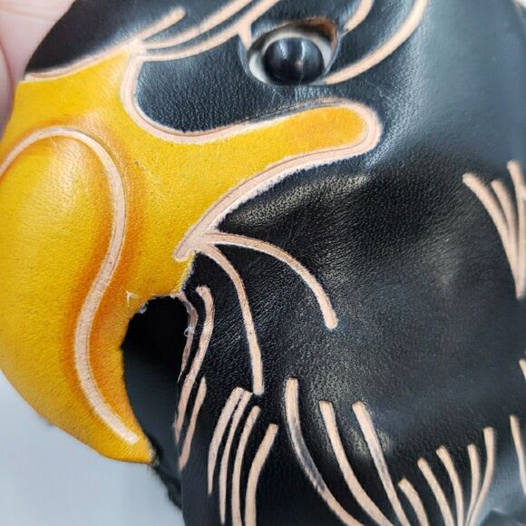 Eagle Leather Wristlet Wallet Handmade Tooled Coin Purse Keychain Western Gift - Picture 12 of 16